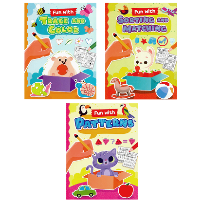 Picture of Fun With Basic Skills Set Of 3 (Sorting & Matching,Trace&Color,&Patterns)