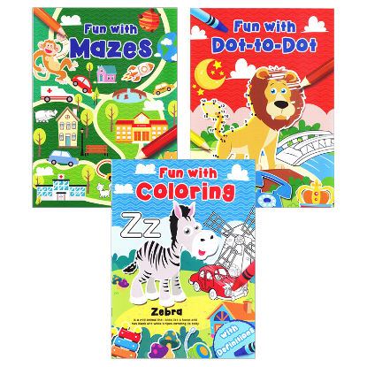Picture of Fun With Series Set Of 3 (Coloring, Dot-To-Dot, & Mazes)