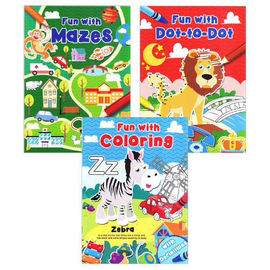 Picture of Fun With Series Set Of 3 (Coloring, Dot-To-Dot, & Mazes)